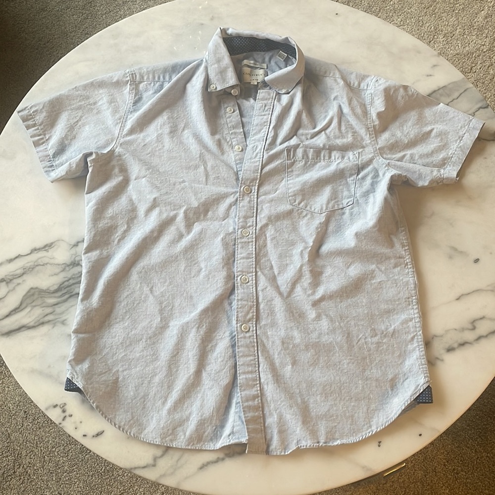 Construct Short Sleeve Button Down Chambray Shirt